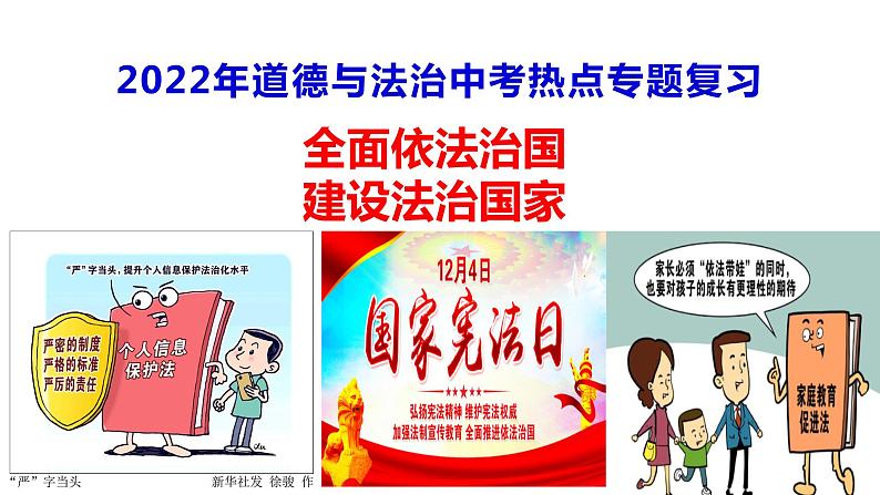 2022年中考道德与法治二轮专题复习全面依法治国建设法治国家课件PPT第1页