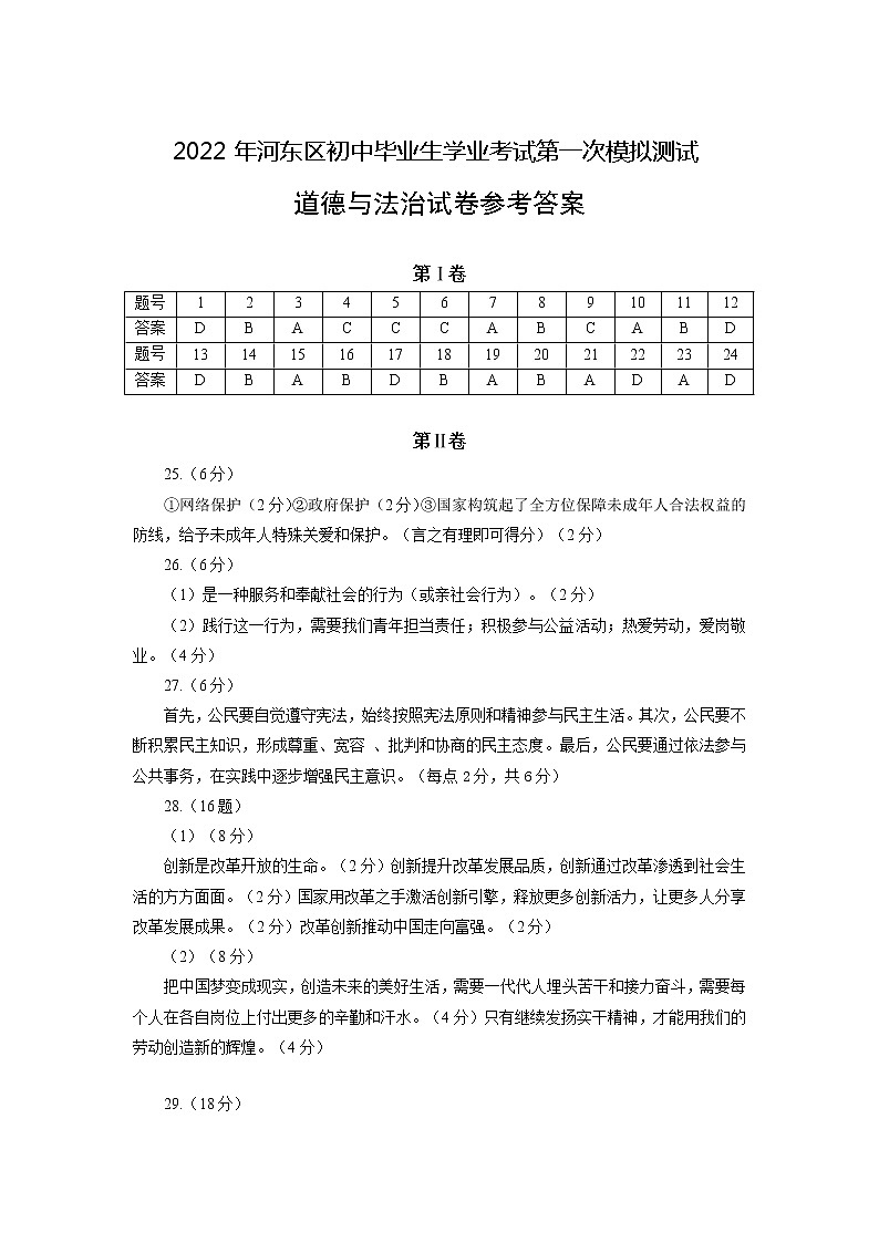 4.九年级一模（道德与法治）2022年参考答案(定稿）第1页