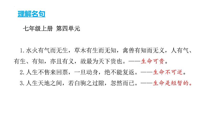 2022年中考道德与法治考点二轮专项突破课件第五部分理解名句抢分中考课件第7页