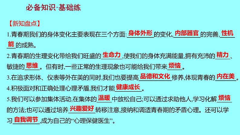 2021-2022学年统编版道德与法治 七年级下册 1.1悄悄变化的我 学案课件02