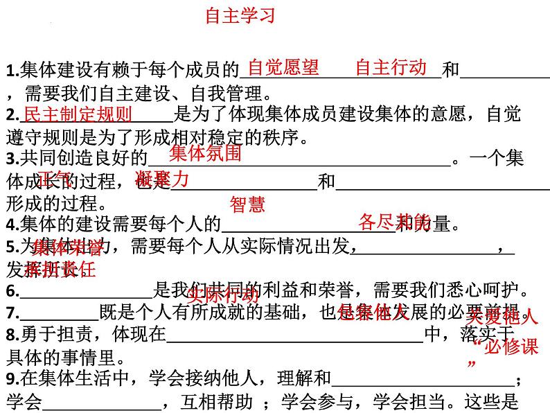 2021-2022学年统编版道德与法治 七年级下册 8.2我与集体共成长 课件 (2)第3页