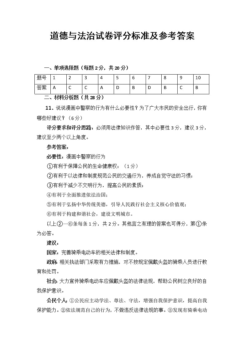 2022年宁夏吴忠市（市直、利通区）初中学业水平模拟道德与法治试题（有答案）01