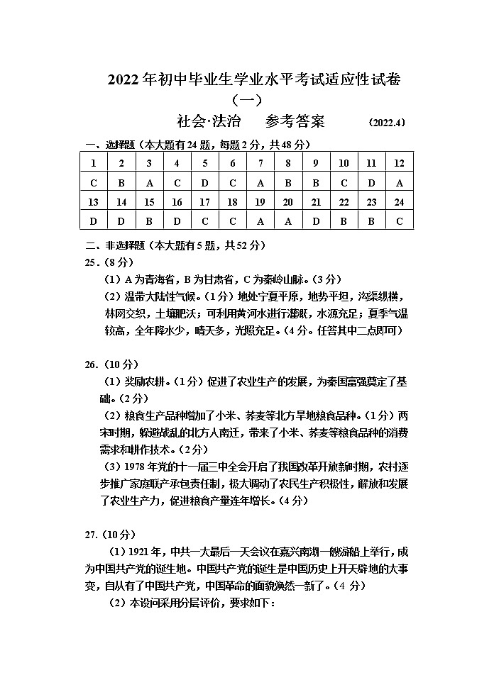 2022年浙江省嘉兴市海宁、桐乡市初三一模会法治卷及答案（文字版）01