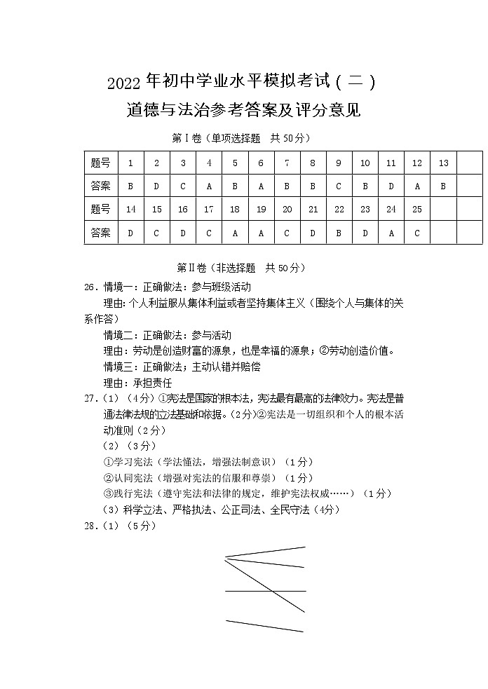 道德与法治答案第1页