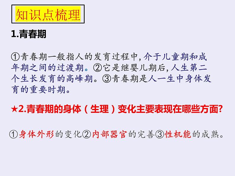 第一单元复习 青春时光 部编版道德与法治七年级下册第3页