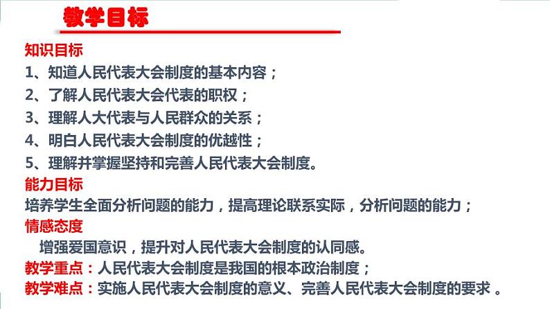 2021--2022年度部编版道德与法治八年级下册5.2 根本政治制度课件第3页