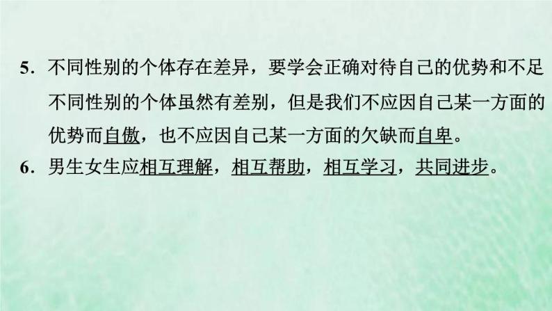 新人教版七年级道德与法治下册第1单元青春时光第2课青春的心弦第1框男生女生习题课件07