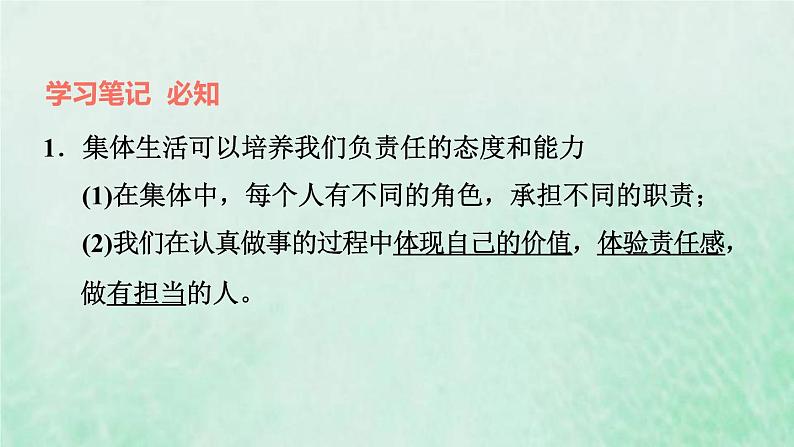 新人教版七年级道德与法治下册第3单元在集体中成长第6课我和我们第2框集体生活成就我习题课件第4页