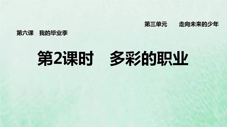 福建专用新人教版九年级道德与法治下册第三单元走向未来的少年第六课我的毕业季第2框多彩的职业课件01