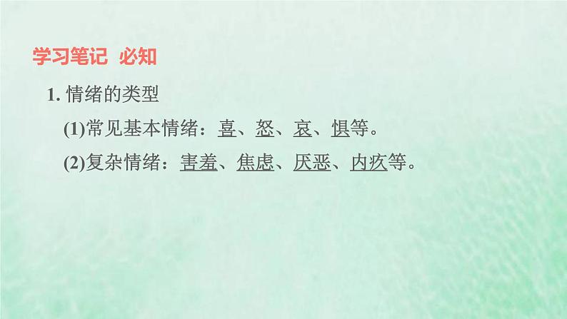 福建专用新人教版七年级道德与法治下册第二单元做情绪情感的主人第四课揭开情绪的面纱第1框青春的情绪课件02