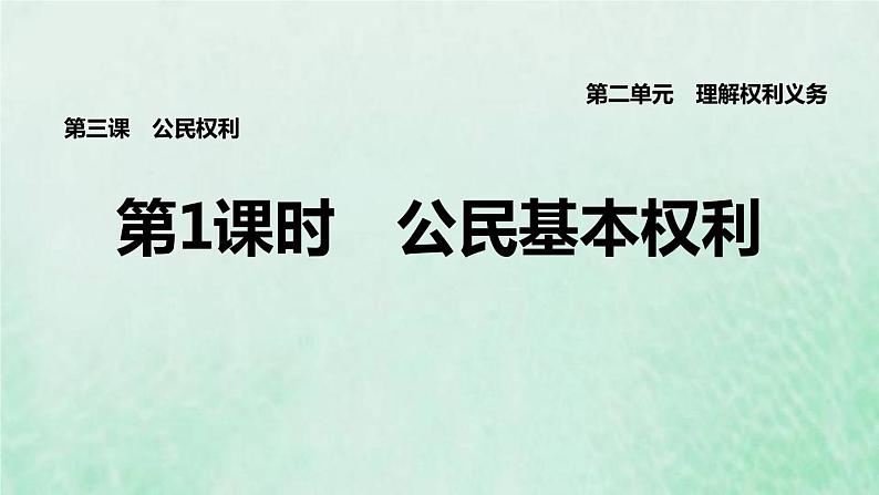 福建专用新人教版八年级道德与法治下册第二单元理解权利义务第三课公民权利第1框公民基本权利课件01