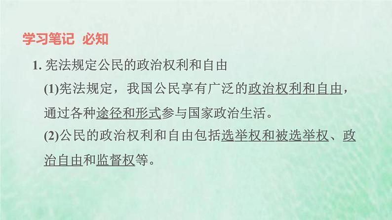 福建专用新人教版八年级道德与法治下册第二单元理解权利义务第三课公民权利第1框公民基本权利课件02