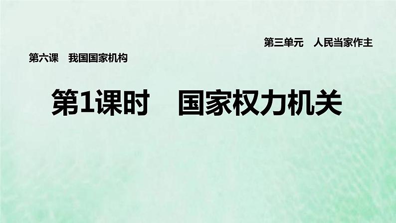 福建专用新人教版八年级道德与法治下册第三单元人民当家作主第六课我国国家机构第1框国家权力机关课件第1页