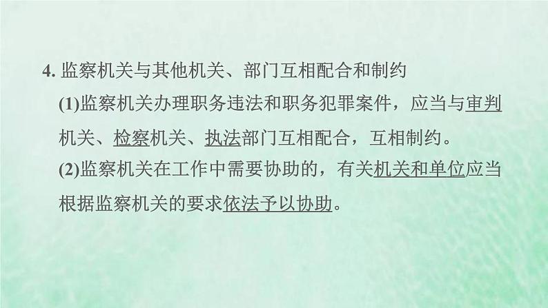 福建专用新人教版八年级道德与法治下册第三单元人民当家作主第六课我国国家机构第4框国家监察机关课件06