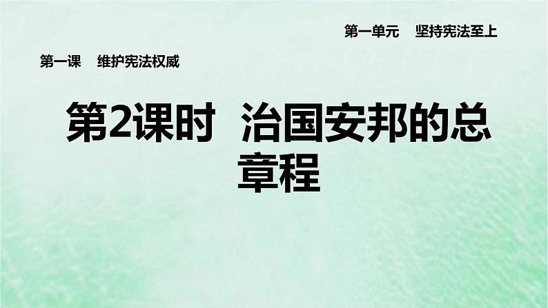 河北专用新人教版八年级道德与法治下册第一单元坚持宪法至上第1课维护宪法权威第2框治国安邦的总章程课件01