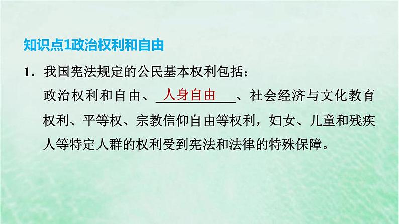 河北专用新人教版八年级道德与法治下册第二单元理解权利义务第3课公民权利第1框公民基本权利课件04