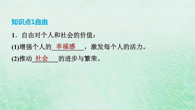 河北专用新人教版八年级道德与法治下册第四单元崇尚法治精神第7课尊重自由平等第1框自由平等的真谛课件04