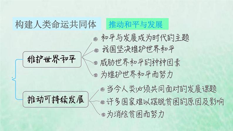 福建专用新人教版九年级道德与法治下册第一单元我们共同的世界第二课构建人类命运共同体双休作业二课件02