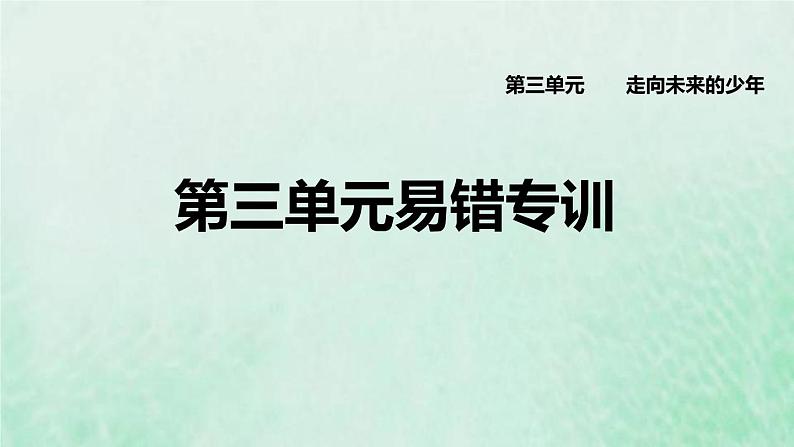 福建专用新人教版九年级道德与法治下册第三单元走向未来的少年易错专训课件第1页