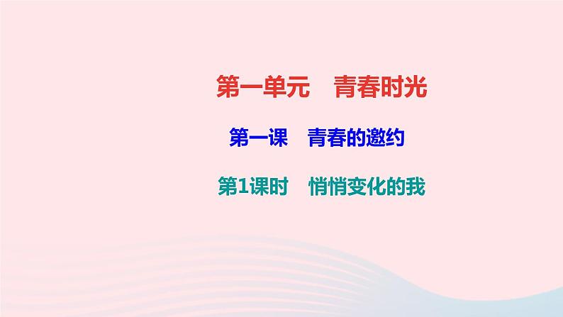 人教版七年级政治下册第1单元青春时光第1课青春的邀约第1框悄悄变化的我作业课件01