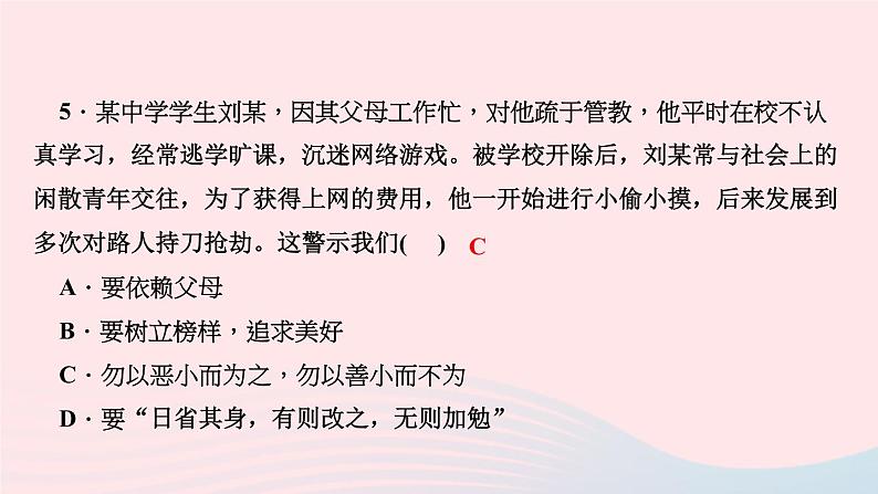 人教版七年级政治下册第1单元青春时光第3课青春的证明第2框青春有格作业课件08