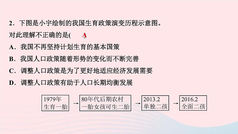 人教版九年级政治上册第3单元文明与家园第6课建设美丽中国第1框正视发展挑战作业课件第4页