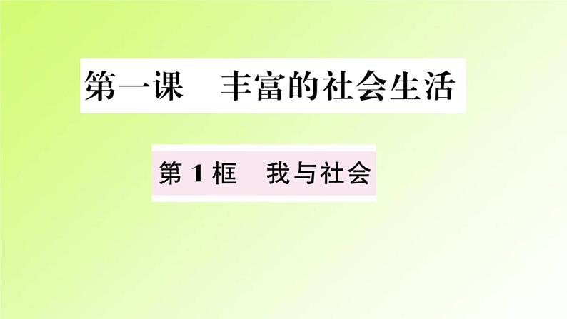 人教版八年级政治上册第1单元走进社会生活第1课丰富的社会生活第1框我与社会作业2课件02