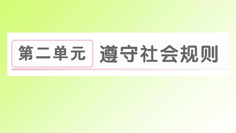 人教版八年级政治上册第2单元遵守社会规则第3课社会生活离不开规则第2框遵守规则作业2课件01