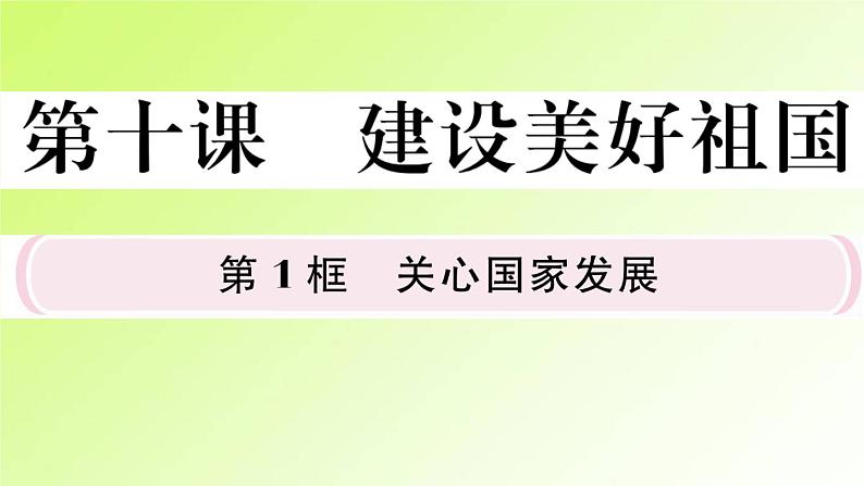 人教版八年级政治上册第4单元维护国家利益第10课建设美好祖国第1框关心国家发展作业2课件01