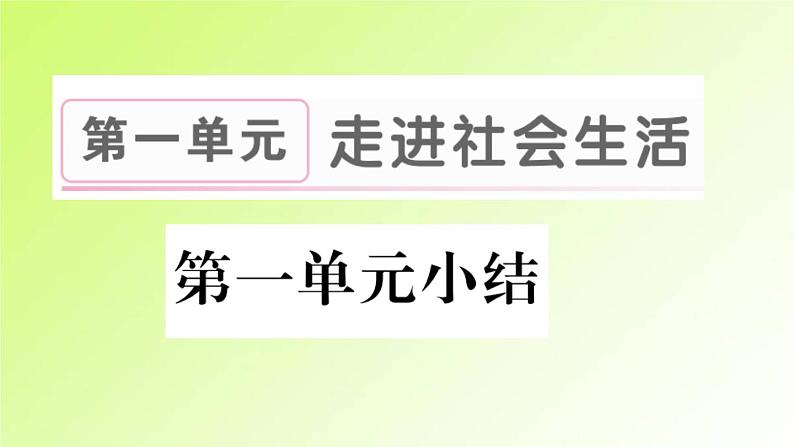 人教版八年级政治上册第1单元走进社会生活单元小结作业2课件第1页