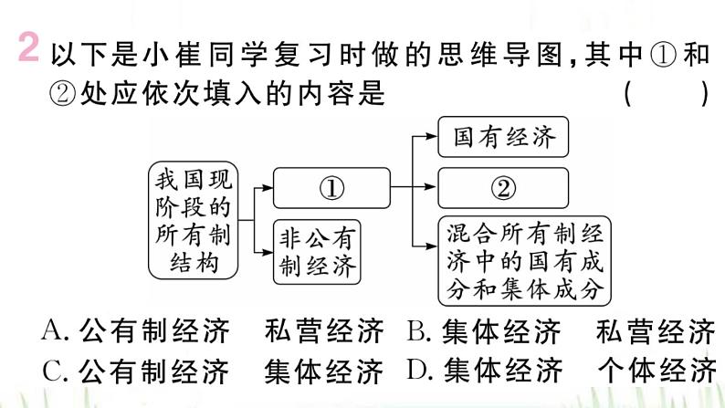 人教版八年级政治下册第3单元人民当家作主第5课我国的政治和经济制度第1框基本经济制度作业课件第3页