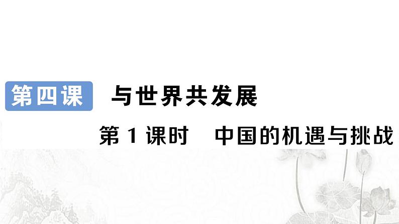 人教版九年级政治下册第2单元世界舞台上的中国第4课与世界工发展第1课时中国的机遇与挑战作业课件01