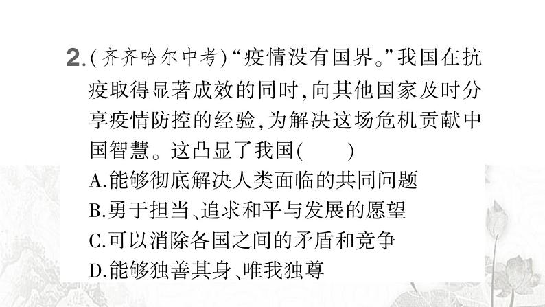 人教版九年级政治下册第2单元世界舞台上的中国检测卷课件第4页