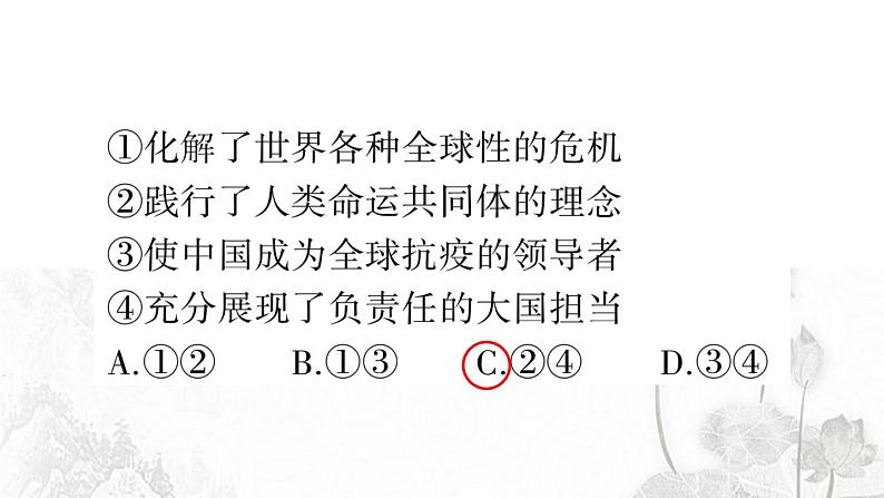 人教版九年级政治下册第2单元世界舞台上的中国检测卷课件第6页