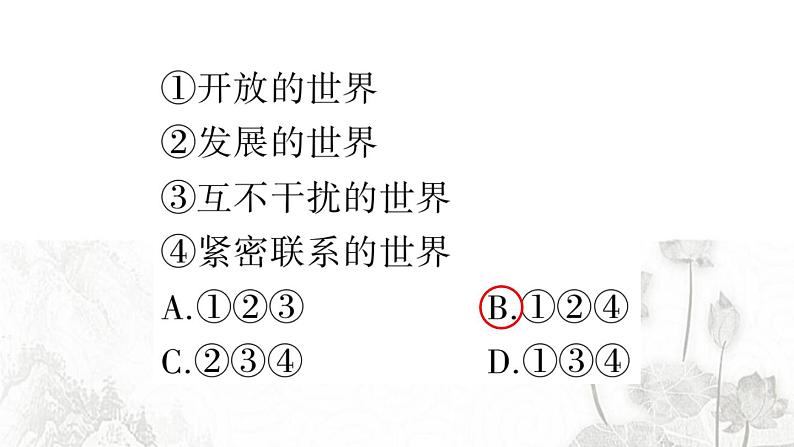 人教版九年级政治下册第1单元我们共同的世界第1课同住地球村第1课时开放互动的世界作业课件第4页