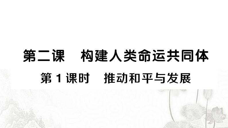 人教版九年级政治下册第1单元我们共同的世界第2课构建人类命运共同体第1框推动和平与发展作业课件01