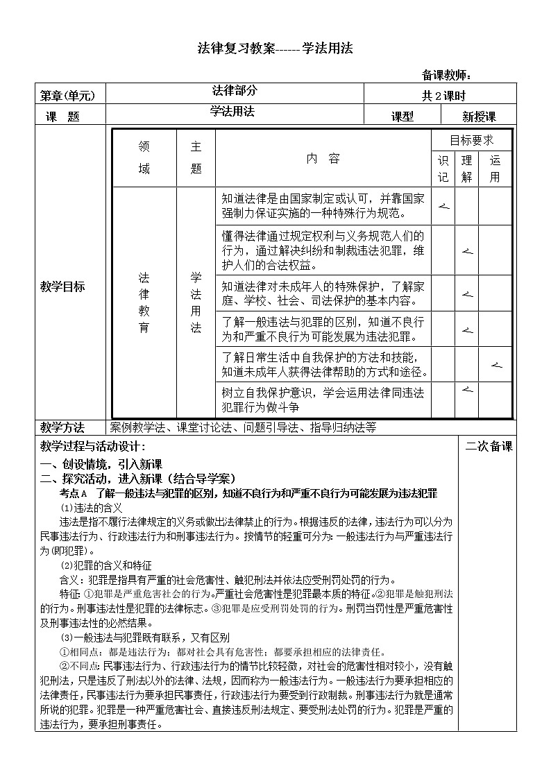 法律复习教案01