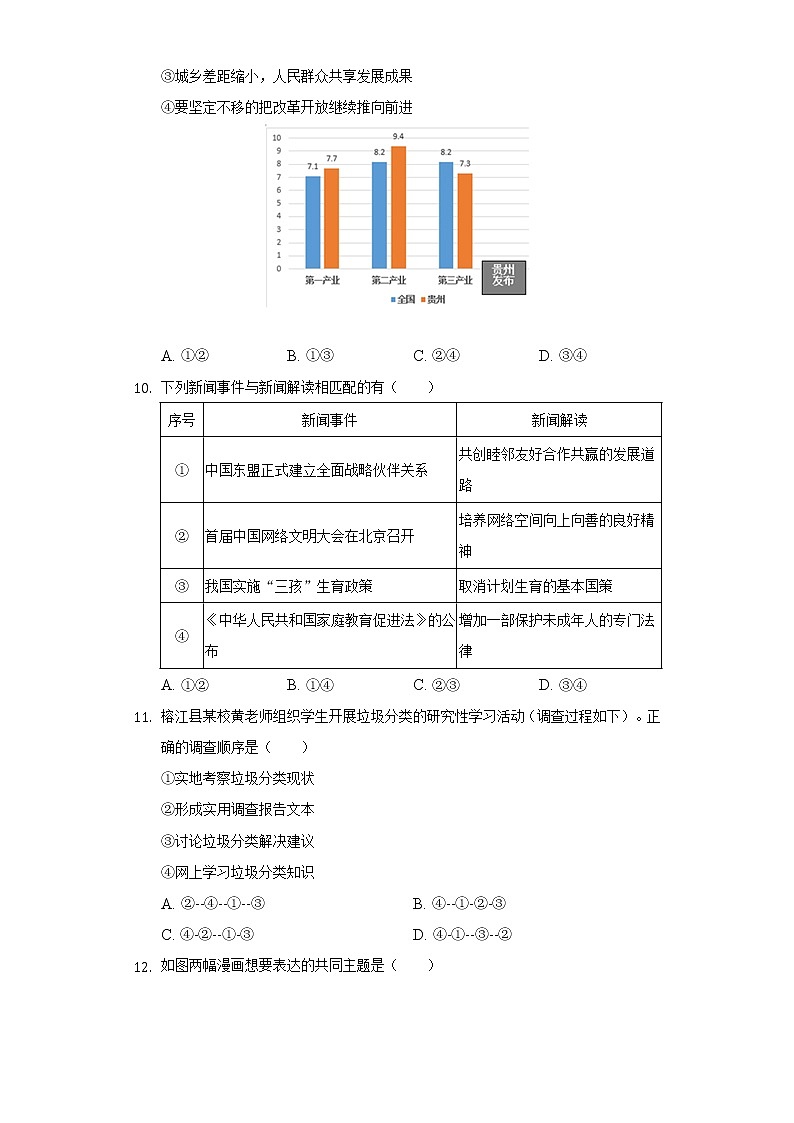 2022年贵州省黔东南州中考道德与法治试卷（含解析）第3页