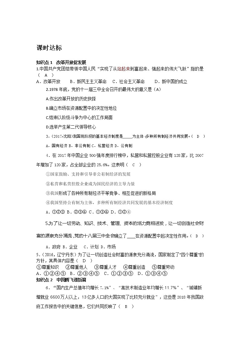 1.1 坚持改革开放  同步练习第3页