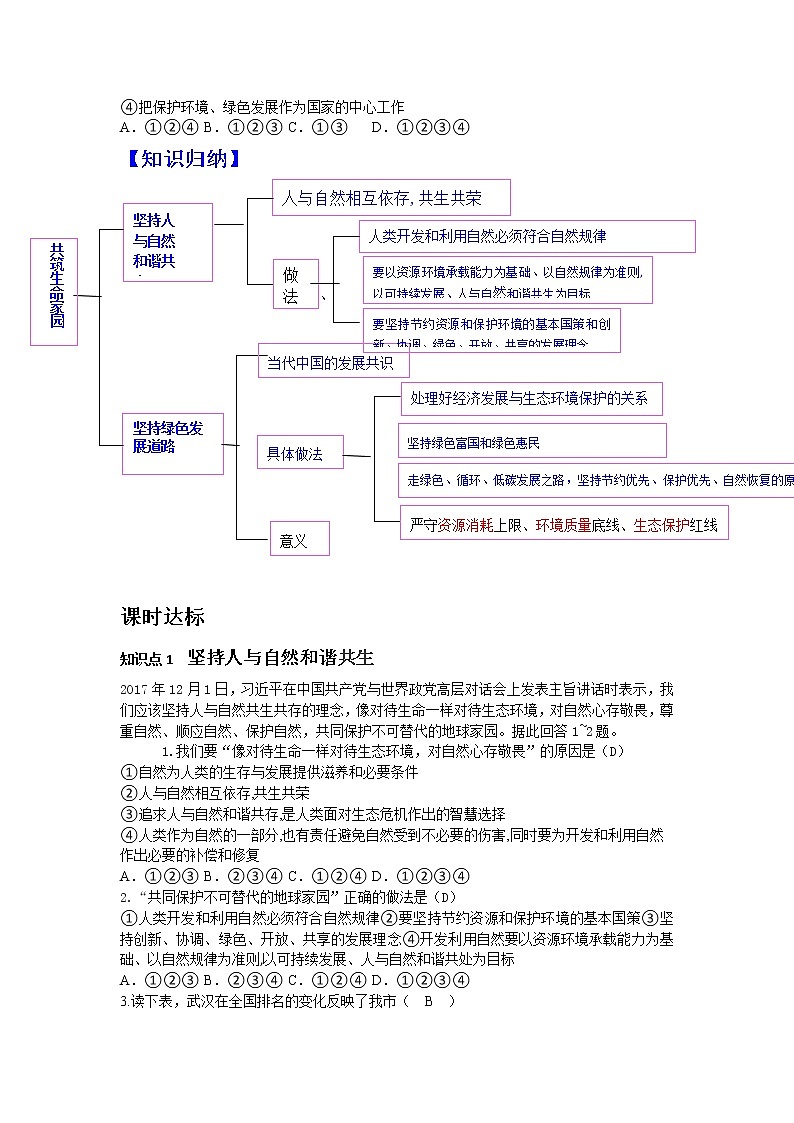 6.2 共筑生命家园  同步练习第2页