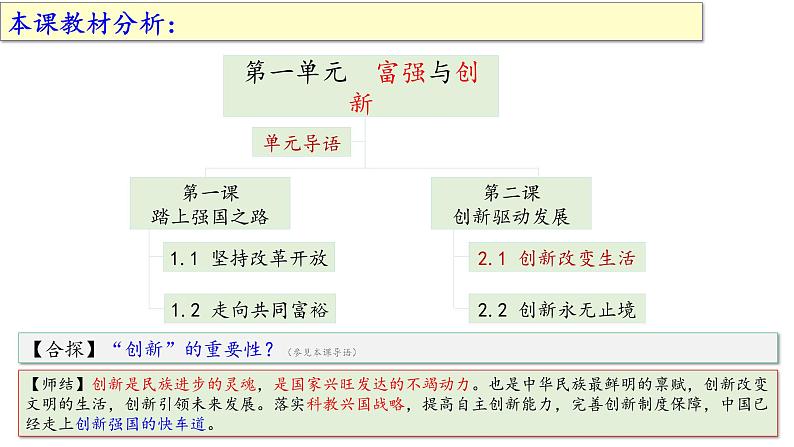 人教版九年级第一单元2.1 创新改变生活同步课件第1页