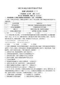 2022年广西南宁市青秀区初中学业水平考试收网（二）道德与法治试题(word版含答案)