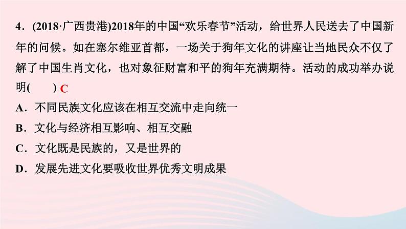 政治人教版九年级下册同步教学课件第1单元我们共同的世界考点突破作业第5页