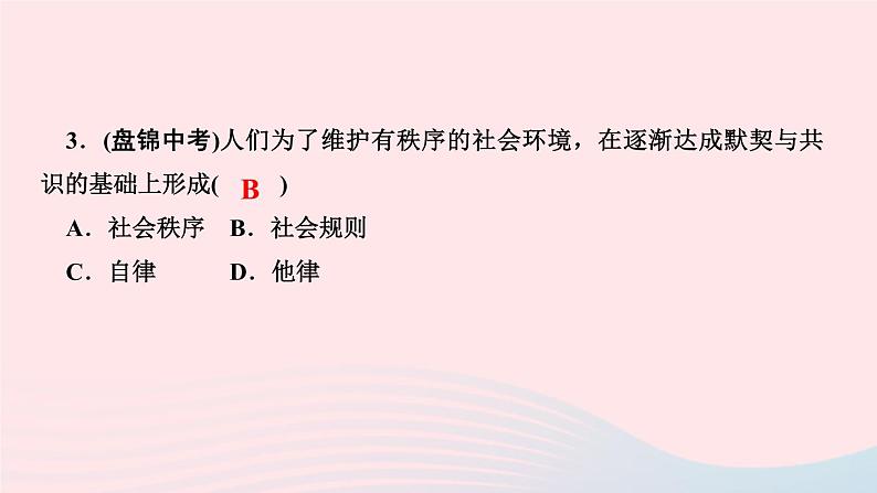 政治人教版八年级上册同步教学课件第2单元遵守社会规则第3课社会生活离不开规则第1课时维护秩序作业05