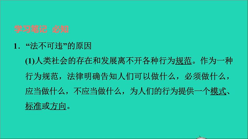 政治人教版八年级上册同步教学课件第2单元遵守社会规则第5课做守法公民第1框法不可违习题第2页