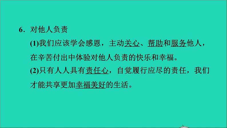 政治人教版八年级上册同步教学课件第3单元勇担社会责任第6课责任与角色同在第1框我对谁负责谁对我负责习题第7页