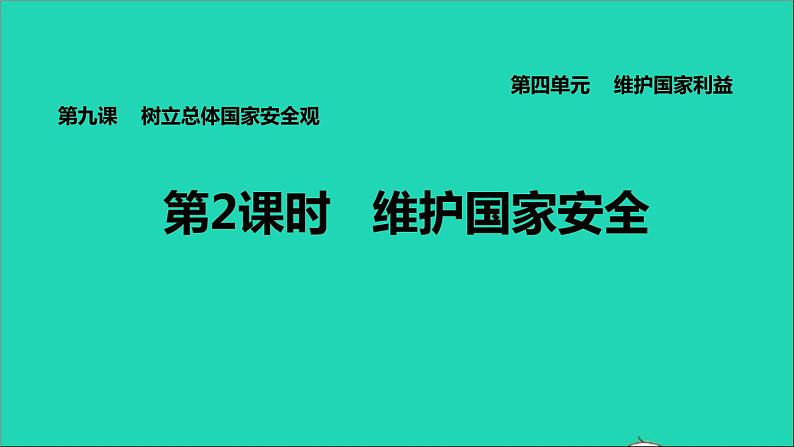 政治人教版八年级上册同步教学课件第4单元维护国家利益第9课树立总体国家安全观第2框维护国家安全习题01