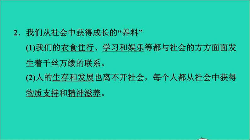 政治人教版八年级上册同步教学课件第1单元走进社会生活第1课丰富的社会生活第2框在社会中成长习题03