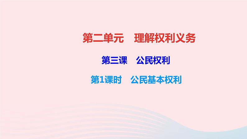 政治人教版八年级下册同步教学课件第2单元理解权利义务第3课公民权利第1框公民基本权利作业第1页