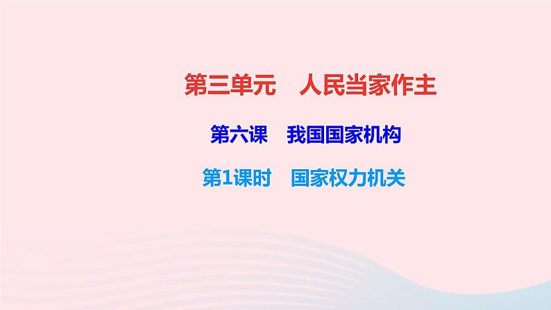 政治人教版八年级下册同步教学课件第3单元人民当家作主第6课我国国家机构第1框国家权力机关作业01